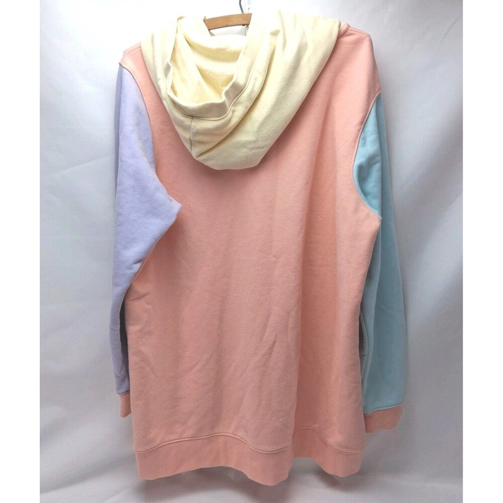 Retro 80s Lands End Pastel Colorblock Hoodie Vaporwave 1X Serious Sweats Opalite - Picture 2 of 7
